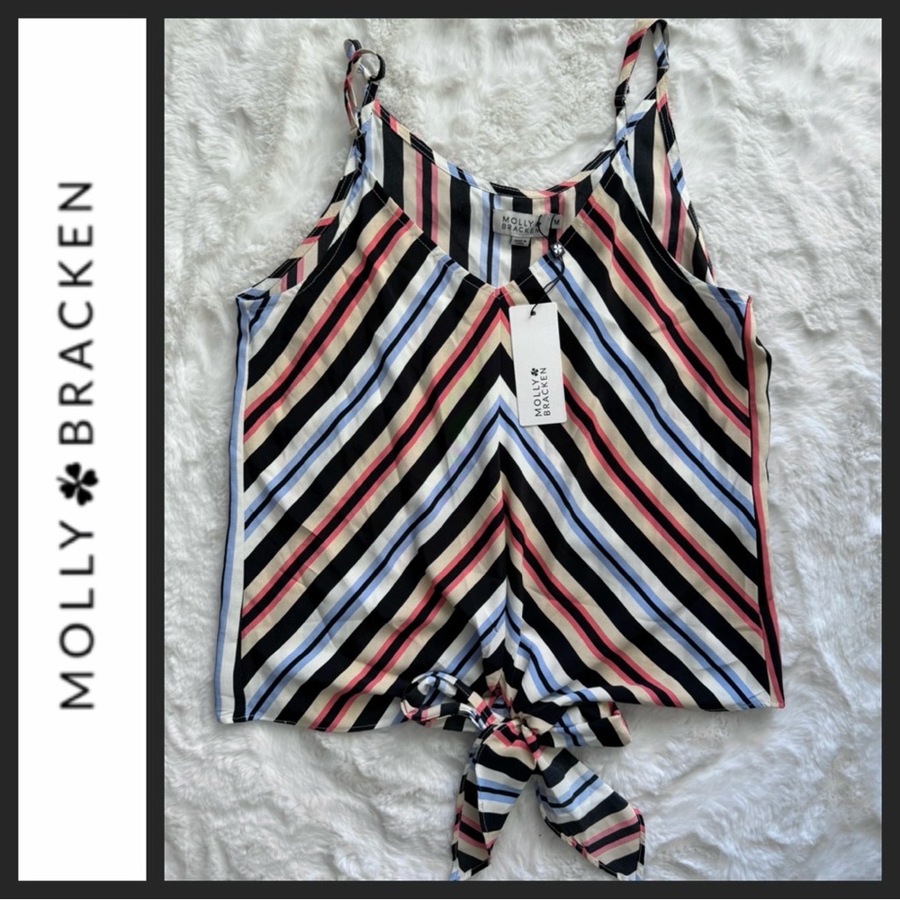 NWT Molly Bracken Women's Striped Tie Waist Cami
